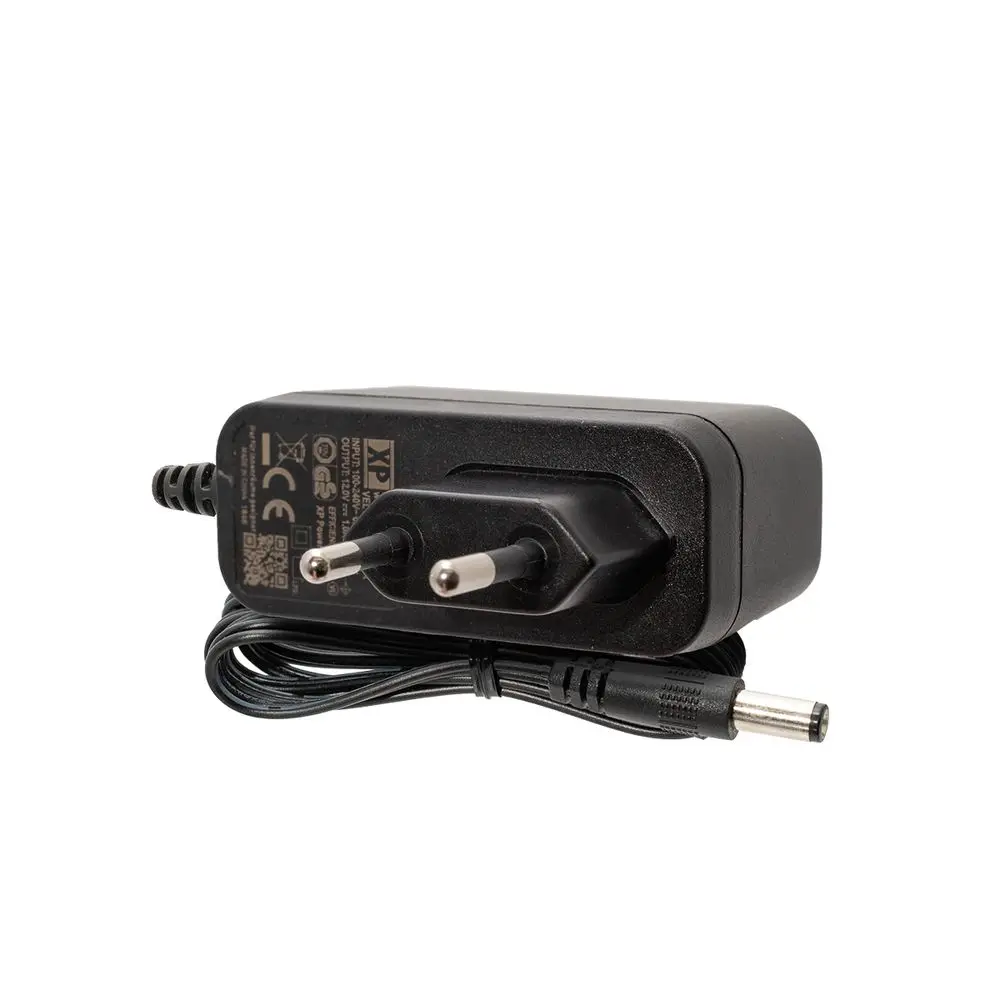 Netzteil mit EU-Stecker, geeignet für die Verwendung mit elektrischen Geräten. Von der Marke ESBE, kabelgebunden, mit zwei Ansteck-Pins auf der Rückseite.